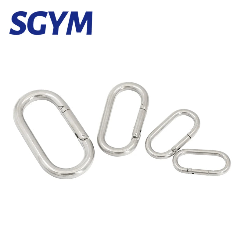 2pcs OVAL SHAPE 304/316 Stainless Steel Spring Snap Hook Carabiner Quick Link Lock Ring Hook 5/6/8/10mm