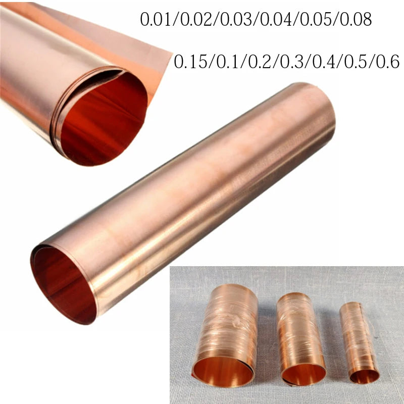 1pcs Copper plate roll 0.01-1mm thick x7mm-300mm wide Copper Foil plate 99.9% Pure Copper Cu Metal Sheet Foil Length:100-1000mm