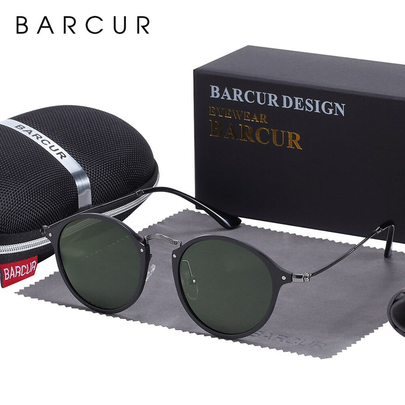 BARCUR Round Sunglasses Women Steampunk Sunglasses Polarized Woman Sunglases Retro oculos masculino - KiwisLove