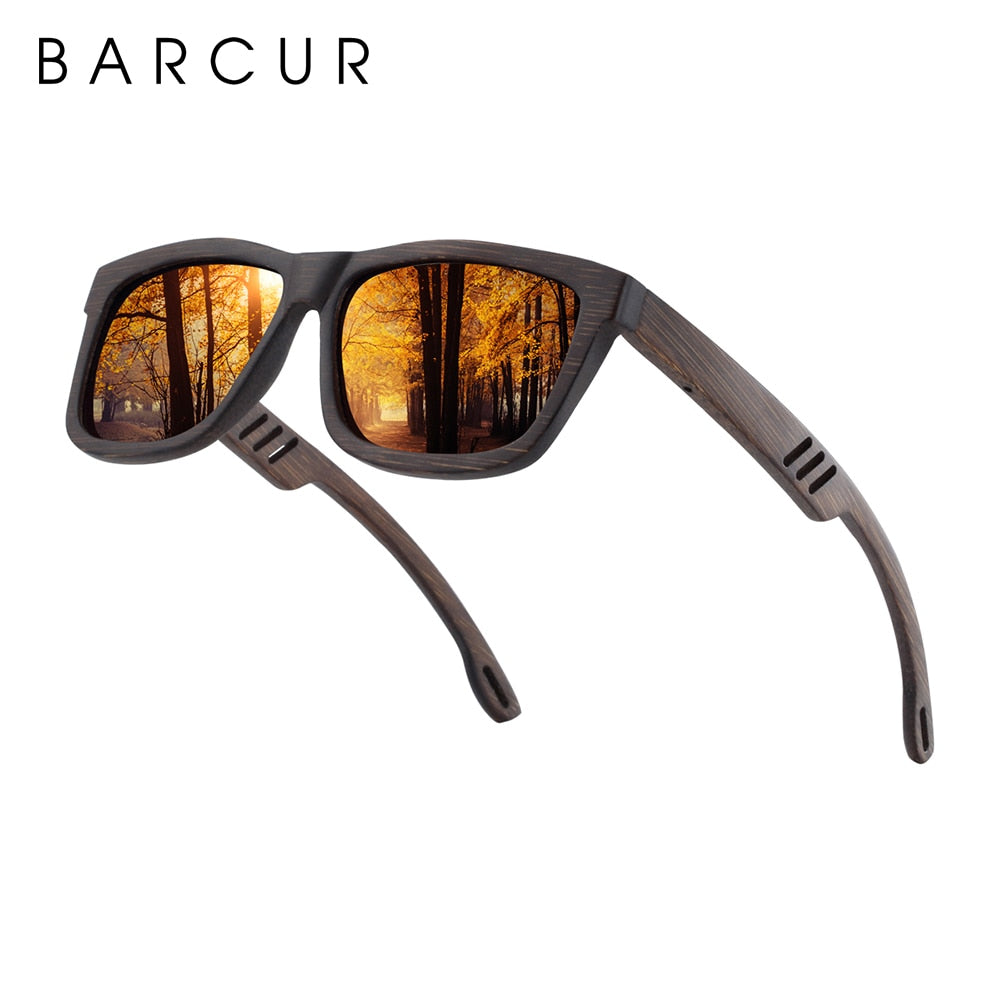 BARCUR Brown Wooden Sunglasses Polarized Sun glasses for Men Women Vintage oculos de sol lunette de soleil femme - KiwisLove