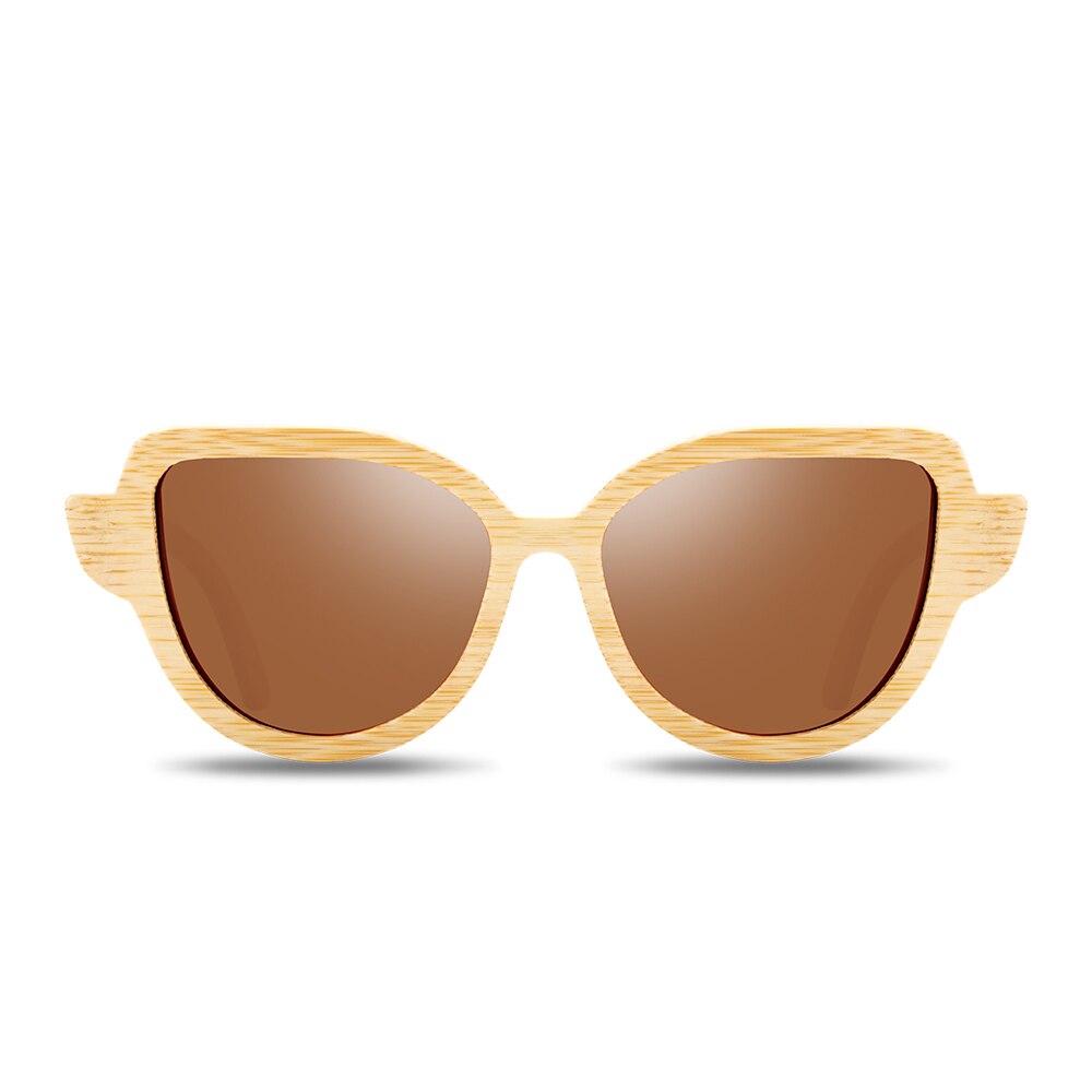 BARCUR Cat Eye Sunglasses Bamboo Polarized Natural Wood Sun glasses Anti-Reflective shades oculos de sol feminino - KiwisLove