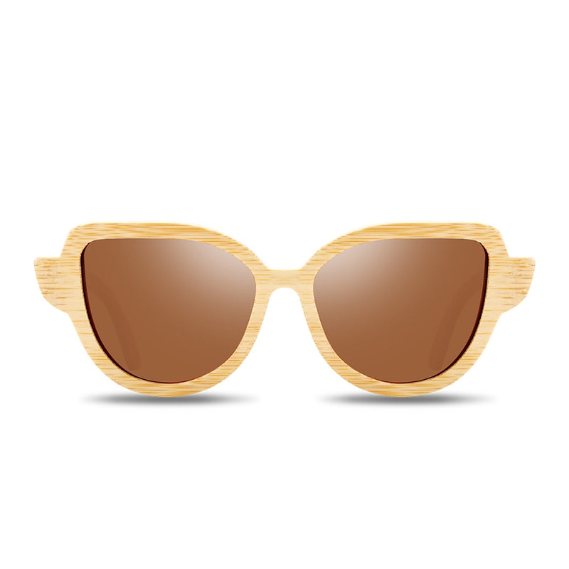 BARCUR Cat Eye Sunglasses Bamboo Polarized Natural Wood Sun glasses Anti-Reflective shades oculos de sol feminino - KiwisLove