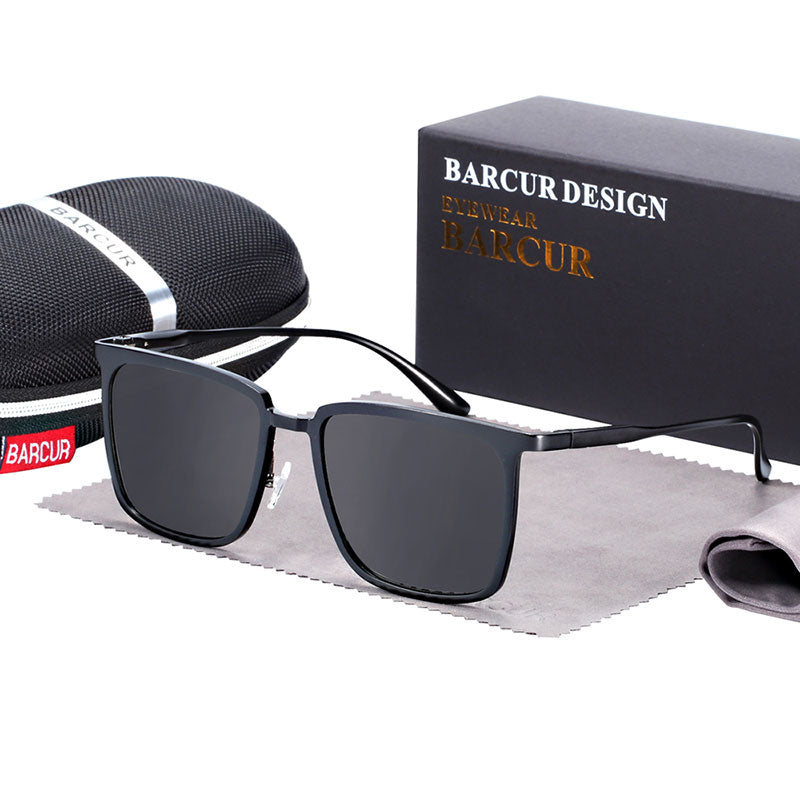 BARCUR Polarized Square Sunglasses for Men Aluminium Magnesium Sun glasses for women Gift with Box - KiwisLove