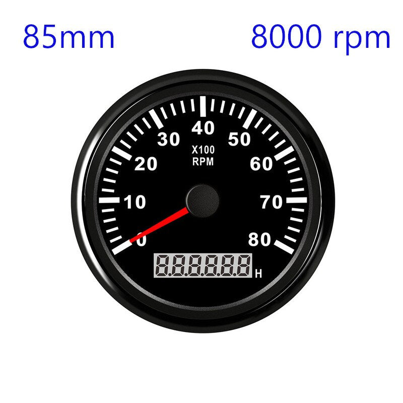 85mm REV Counter Car Boat tachometer + sensor Car Truck Tacho Marine RPM Meter with LCD Hourmeter 4000 RPM Red Backlight 12V/24V - KiwisLove