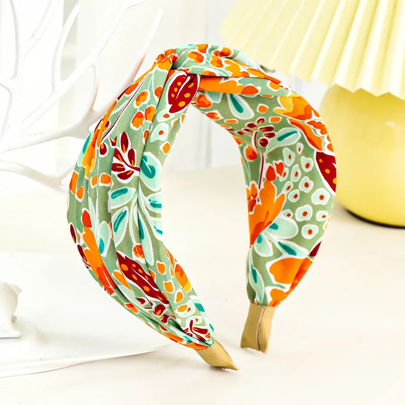 New Fashion Women Hairband Print Wide Headband Cross Knot Turban Flower Hair Hoop Bands Bezel Girls Hair Accessories Headdress