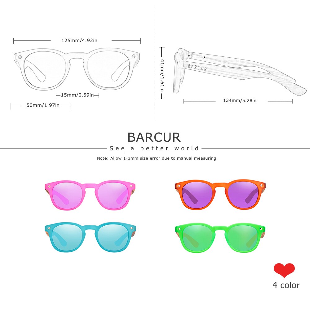 BARCUR Polarized kids sunglasses Round Boy Girl Zebra Wood Sun glasses Cat eyes UV400 Eyewear Oculos Gafas De Sol - KiwisLove