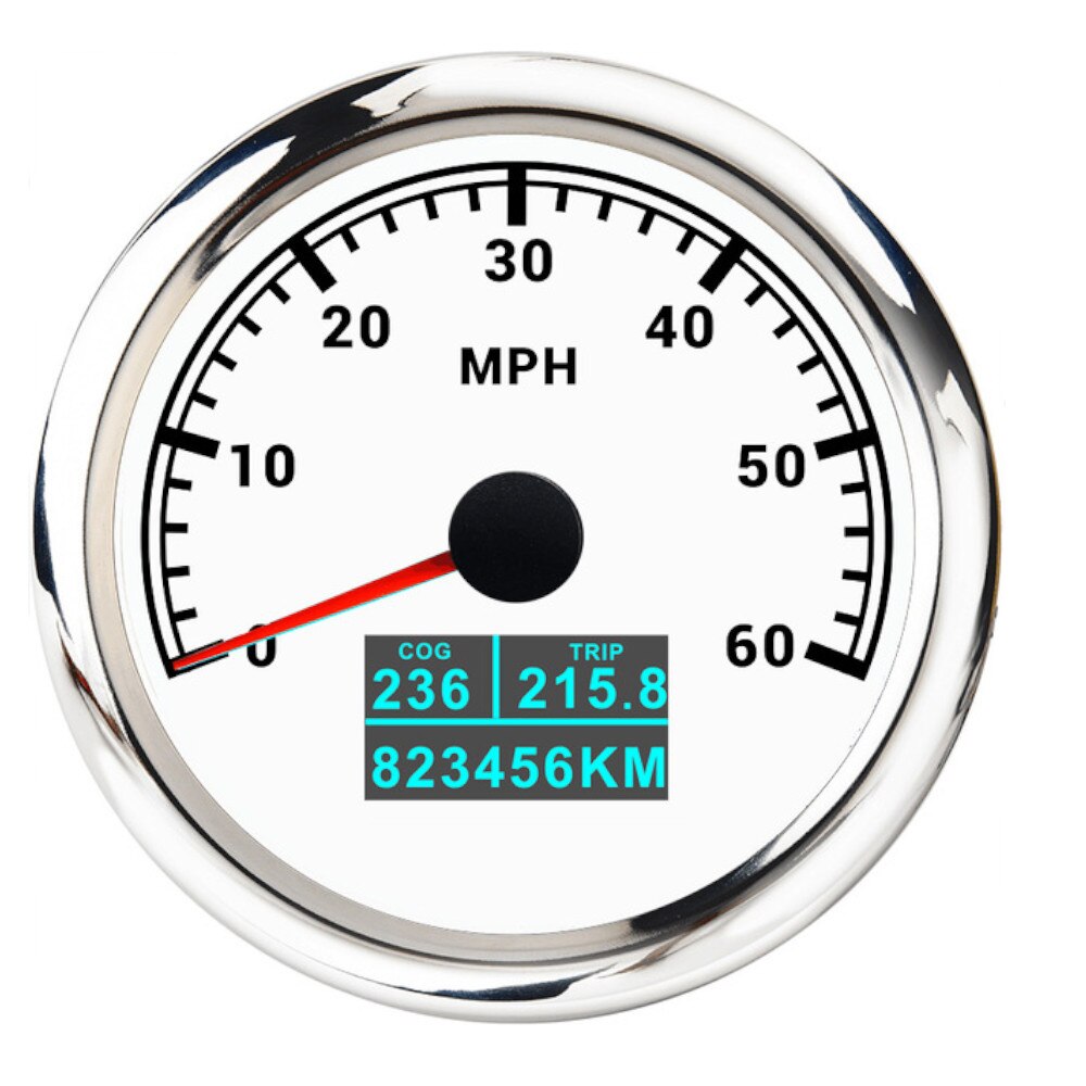 HD 85mm 3 in 1 Car Boat GPS Speedometer Gauge Digital speedometer Motorcycle gps 60km/h 60MPH 60knots Red LED With Antenna - KiwisLove
