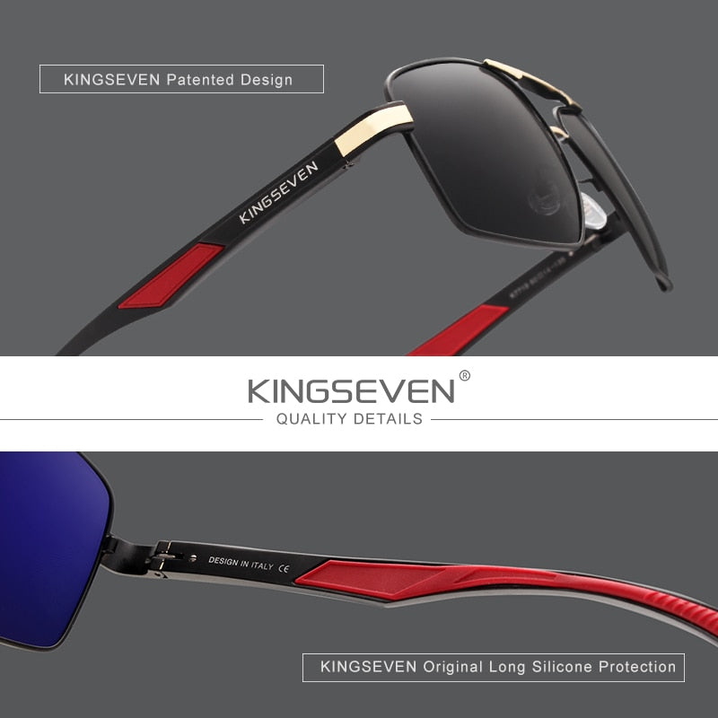 KINGSEVEN Aluminum Men's Sunglasse Polarized Lens Brand Red Design Temples Sun glasses Coating Mirror Glasses Oculos de sol 7719 - KiwisLove