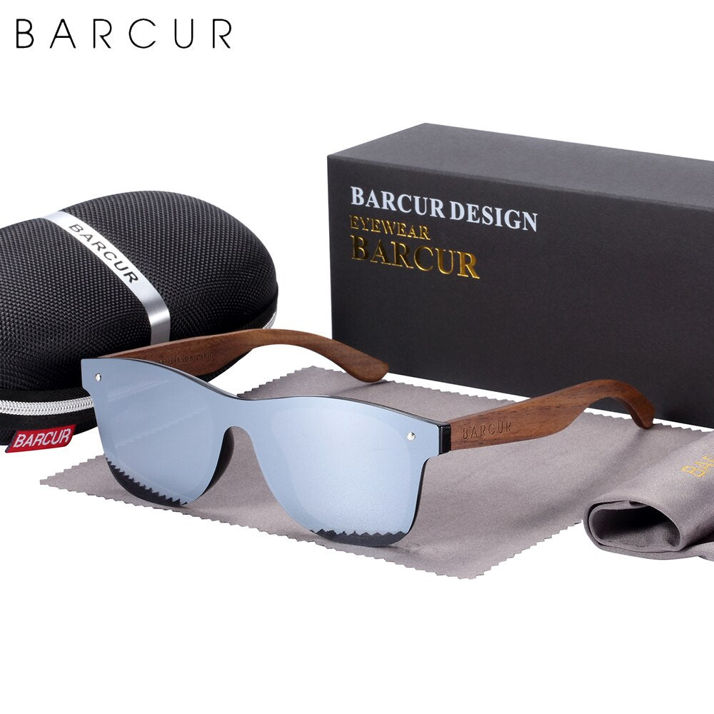 BARCUR Walnut Sunglasses for Men Polarized Wood Sun Glasses UV400 Oculos De Sol Masculino Feminino - KiwisLove