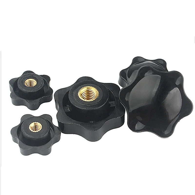 1/5Pcs Plum Nut Mechanical Black Thumb Nut Knob Manual Nut Thermoplastic Brass Thread With and Without Holes M4/M5/M6/M8/M10/M12
