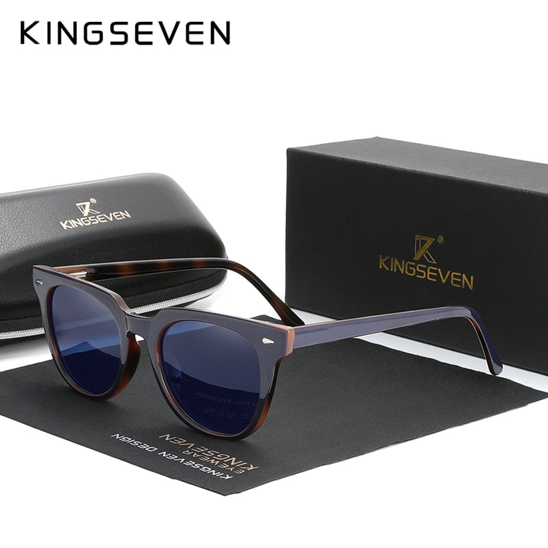 KINGSEVEN 2019 Polarized Square Sunglasses Men Women Zebra Wooden Frame Mirror Flat Lens Driving UV400 Eyewear - KiwisLove