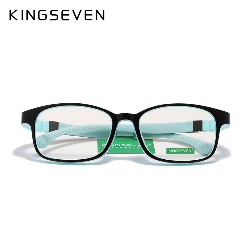 KINGSEVEN Children M Size 48mm  Glasses Anti-blue Square Blue Light Blocking Kids TR90 Flexible Computer Gaming Clear Eyewear - KiwisLove