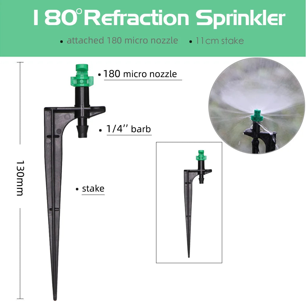 90/180/360 Degree Micro Misting Nozzle on 11cm Stake 1/4 "Barb Connector Can be Used for Garden Greenhouse Irrigation  Watering