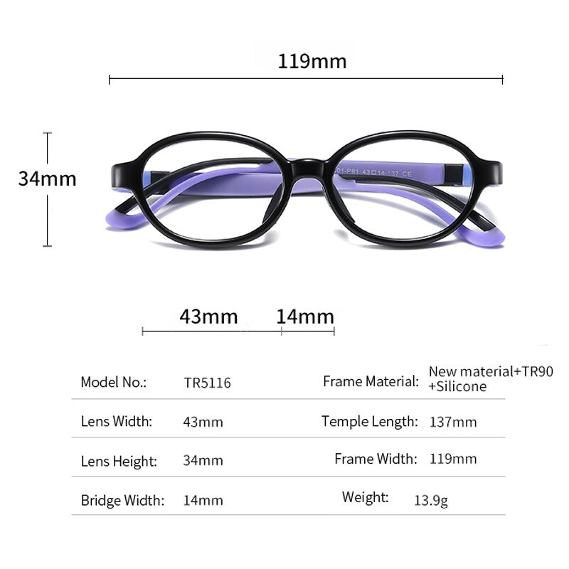 Glasses Children's Anti Computer Blue Laser Fatigue Youth Boy Girls Eyeglasses Goggles TR90 Optical Children Glasses Frames 5116 - KiwisLove