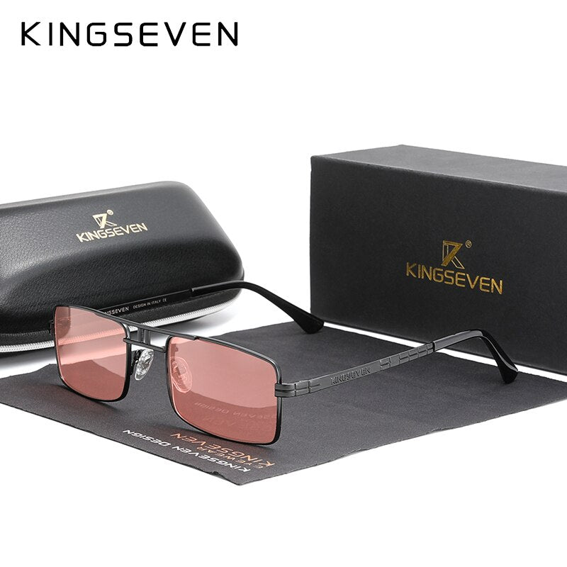 New Arrived KINGSEVEN Polarized Sunglasses Stainless Steel Vintage Frame Brand Rectangle Design Driving Fishing Sun glasses N760 - KiwisLove