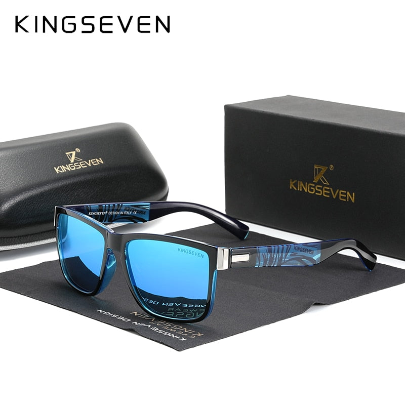KINGSEVEN Excellent Quality Retro Polarized Lens Sunglasses Women Men Square Frame Decorative Pattern Sun Glasses UV400 Goggles - KiwisLove