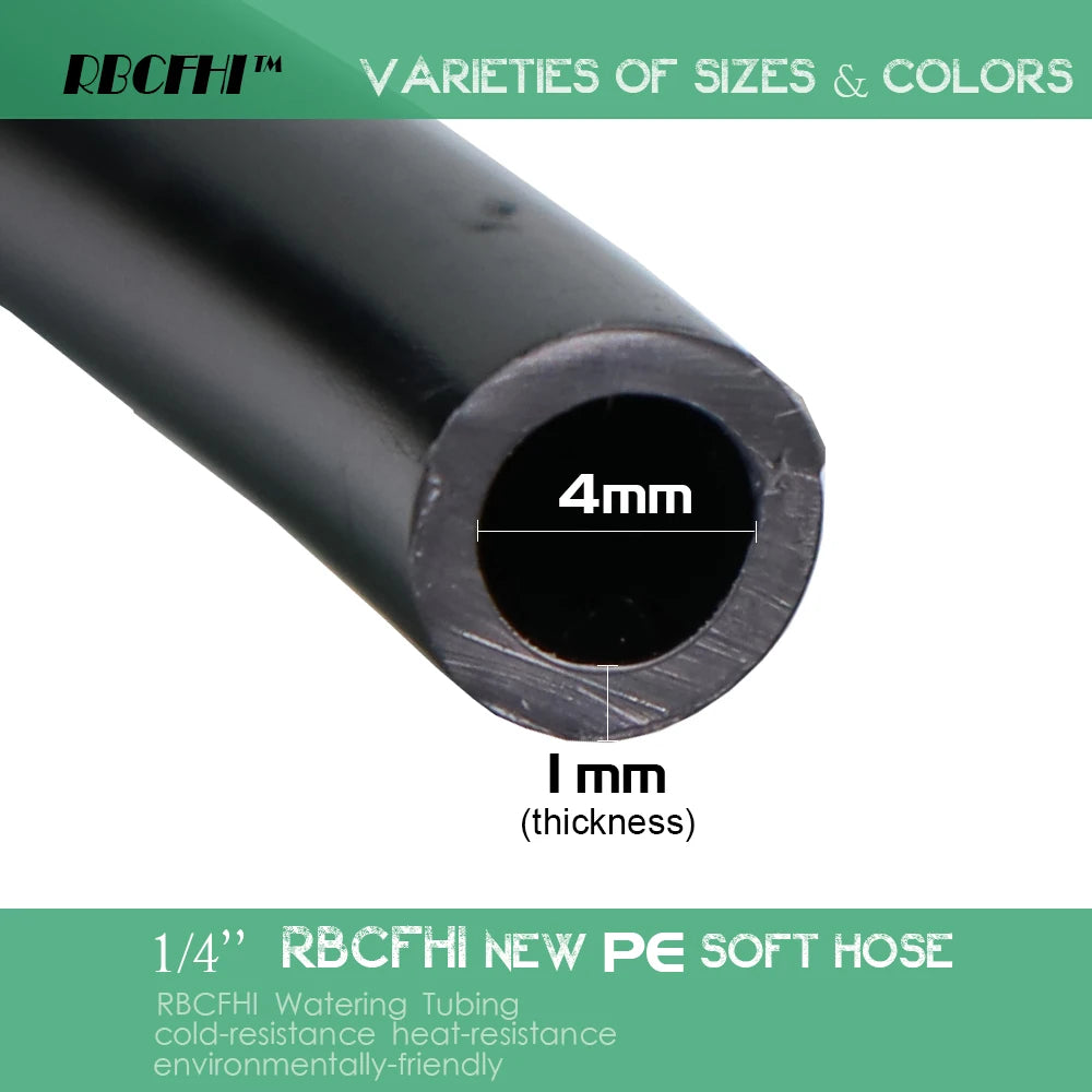 10-100m 1/4'' PE Tubing Water Pipe Low Pressure Misting System Hose ID 4mm OD 6.35mm 4/7mm Garden Irrigation Agriculture Tube
