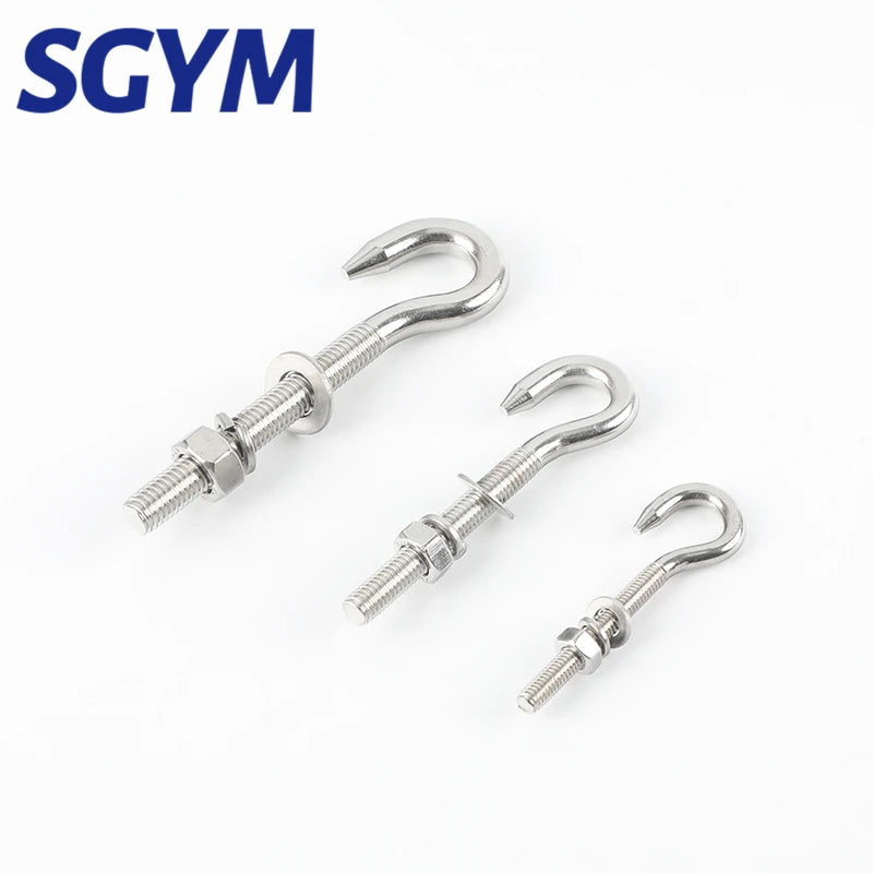 SGYM M5/M6/M8/M10 304 Stainless Steel Sheep Eye screw Bolt Lifting Ring/Hook With Nuts Washers And Spring Washer Closed Hook