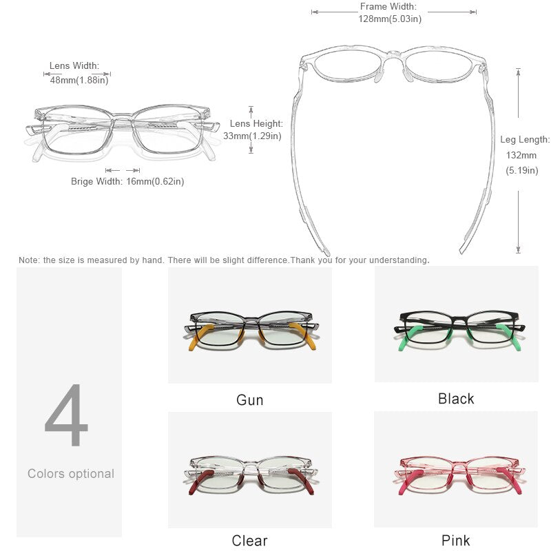 KINGSEVEN Children's Anti Blue Ray Light Blocking Glasses UV400 Optics Glasses Frame For Computer Radiation Protection Lens - KiwisLove