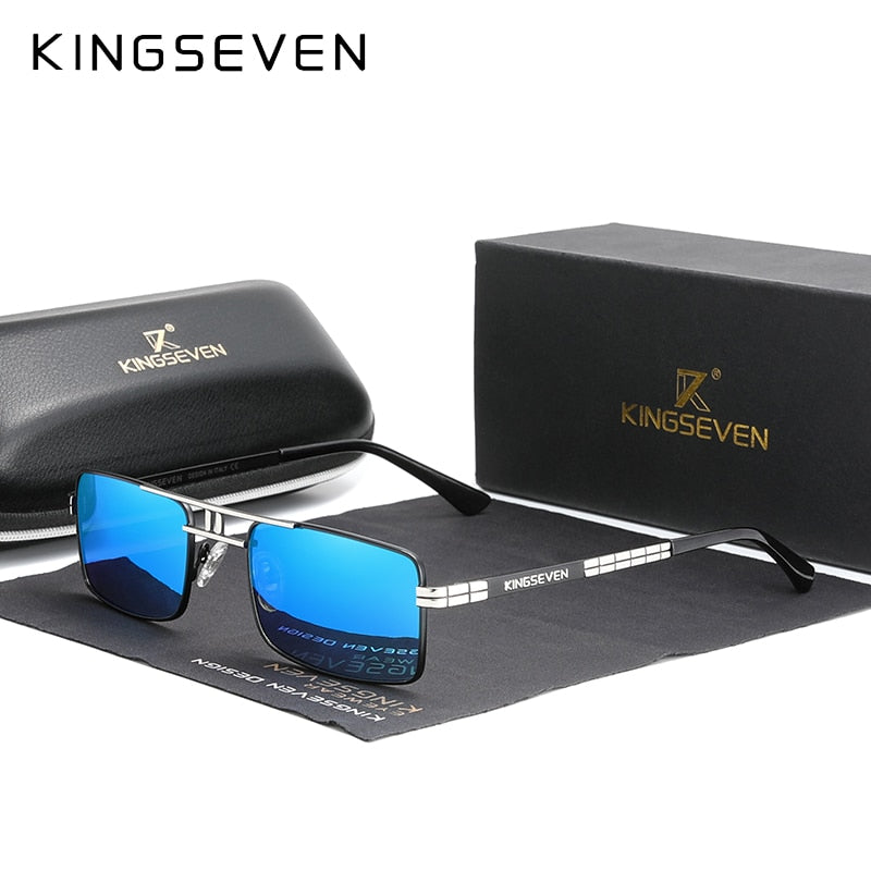 New Arrived KINGSEVEN Polarized Sunglasses Stainless Steel Vintage Frame Brand Rectangle Design Driving Fishing Sun glasses N760 - KiwisLove