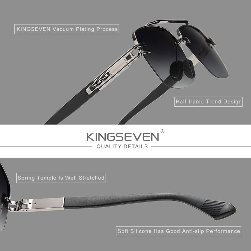 KINGSEVEN 2022 New Design Sunglasses For Men Polarized Gradient Sun glasses Women Men Semi-Rimless Square Retro Eyewear Okulary - KiwisLove