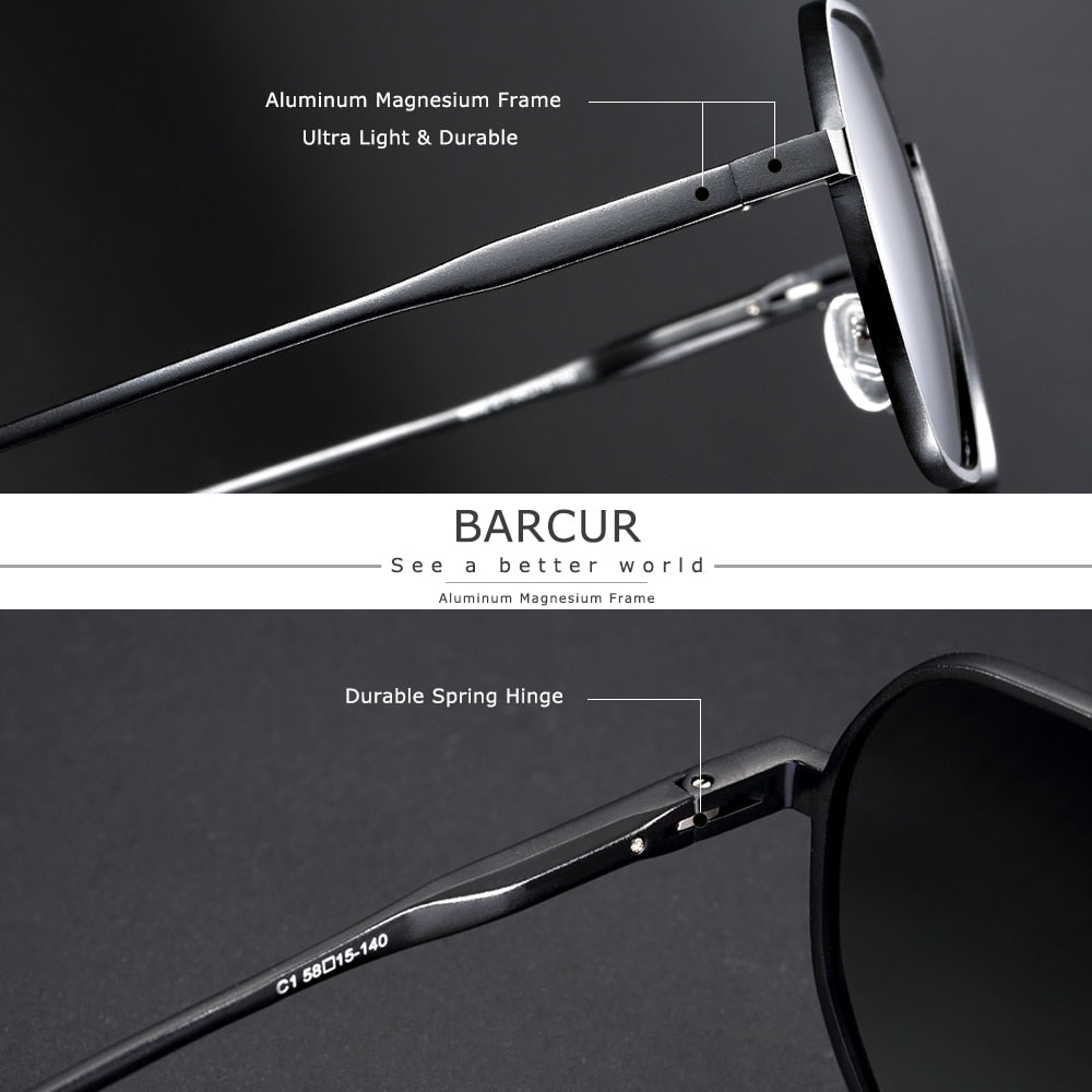 BARCUR Aluminium Magnesium Square  Minimalist  Sunglasses for Men Sun glasses for women oculos - KiwisLove