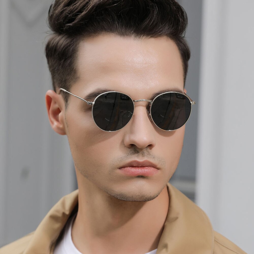 Retro Men Sunglasses Fashion Round Unisex Brand Designer Sun Glasses Polarized Coating UV400 Female Eyewear For Male Women V3448 - KiwisLove