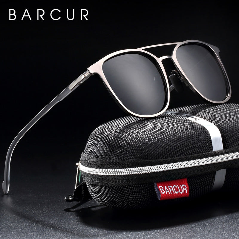 BARCUR Brand Round Sunglasses Men TR90 Temples Black sun glasses for Women Shades Polarized Eyewear lunette de soleil femme - KiwisLove