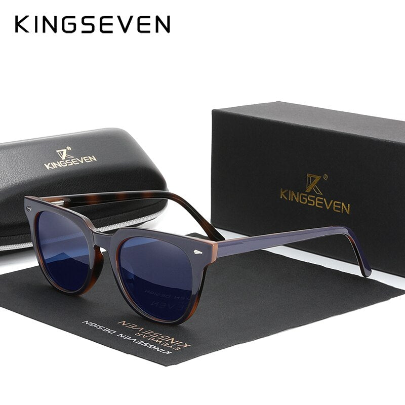 KINGSEVEN 2019 Polarized Square Sunglasses Men Women Zebra Wooden Frame Mirror Flat Lens Driving UV400 Eyewear - KiwisLove
