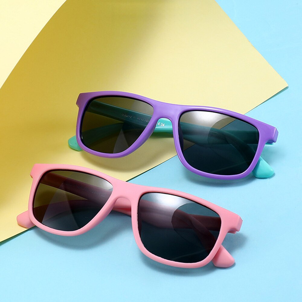 Kids Sunglasses Silicone Polarized Eyewear Fashion Outdoor Children's Sun Glasses UV400 Protection Boy Girl Cute Vintage ET8249 - KiwisLove