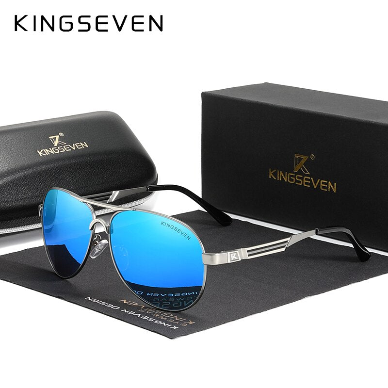 KINGSEVEN 2021 Stainless Steel Pilot Polarized Sunglasses Men Women Fashion Frame Male Sun Glasses For Driving Oculos de sol - KiwisLove