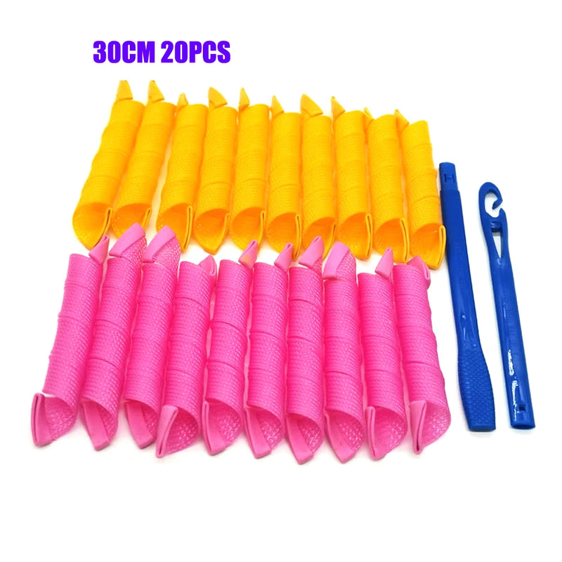 Hair Rollers (30/45/55/65cm) Snail Shape Not Waveform Spiral Round Curls Hair Curler Soft Hair Curler Magic Hair Rollers DIY - KiwisLove