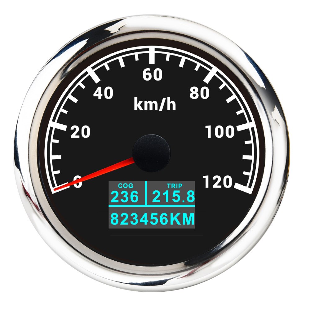 HD 85mm 3 in 1 Car Boat GPS Speedometer Gauge Digital speedometer Motorcycle gps 60km/h 60MPH 60knots Red LED With Antenna - KiwisLove