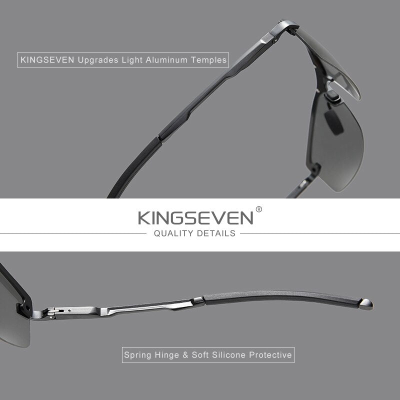 KINGSEVEN Updated Aluminum Photochromc Sunglasses Men Polarized Driving Chameleon Glasses Male Change Color Sun Glasses Eyewear - KiwisLove