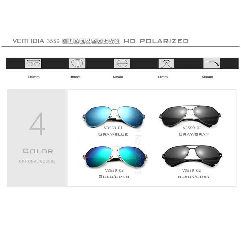 VEITHDIA Brand Designer Sports Men Sunglasses Polarized UV400 Lens Outdoor Driving Eyewear Accessories Sun Glasses For Male 3559 - KiwisLove
