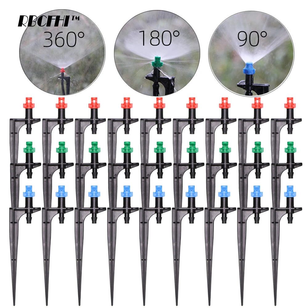 90/180/360 Degree Micro Misting Nozzle on 11cm Stake 1/4 "Barb Connector Can be Used for Garden Greenhouse Irrigation  Watering