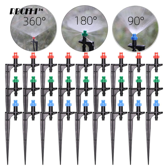 90/180/360 Degree Micro Misting Nozzle on 11cm Stake 1/4 "Barb Connector Can be Used for Garden Greenhouse Irrigation  Watering