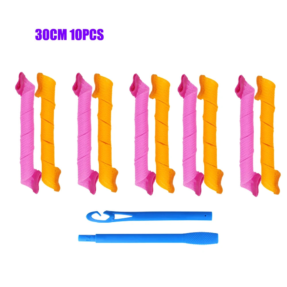 Hair Rollers (30/45/55/65cm) Snail Shape Not Waveform Spiral Round Curls Hair Curler Soft Hair Curler Magic Hair Rollers DIY - KiwisLove
