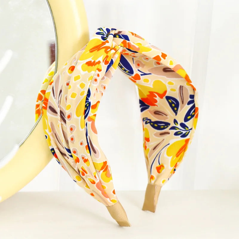 New Fashion Women Hairband Print Wide Headband Cross Knot Turban Flower Hair Hoop Bands Bezel Girls Hair Accessories Headdress