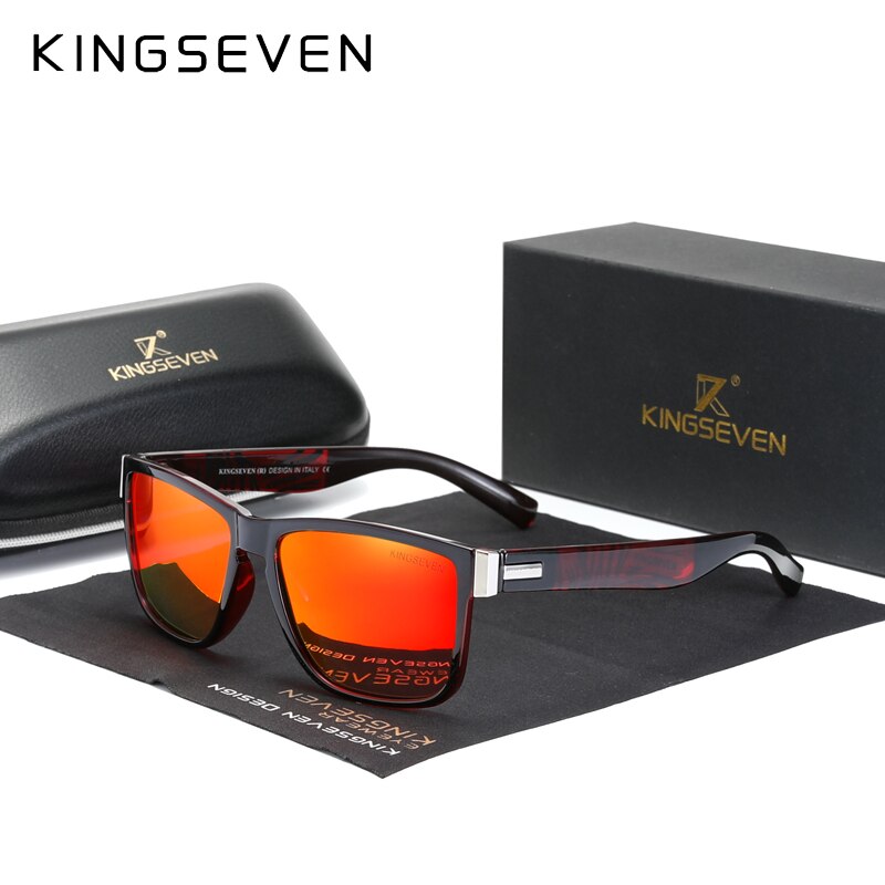 KINGSEVEN Excellent Quality Retro Polarized Lens Sunglasses Women Men Square Frame Decorative Pattern Sun Glasses UV400 Goggles - KiwisLove