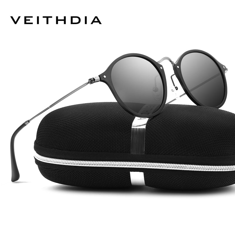 VEITHDIA Men Sunglasses Fashion Round Unisex Sun Glasses Polarized Coating Mirror Sports Driving Male Eyewear For Women 6358 - KiwisLove