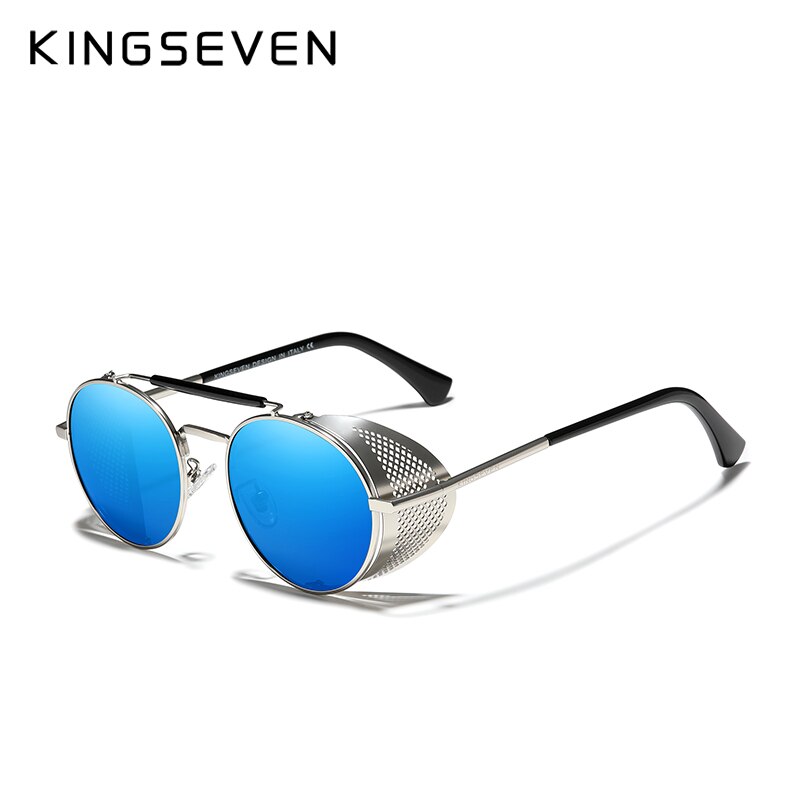 KINGSEVEN Fashion Gothic Steampunk Sunglasses Polarized Men Women Brand Designer Vintage Round Metal Frame Sun Glasses Eyewear - KiwisLove