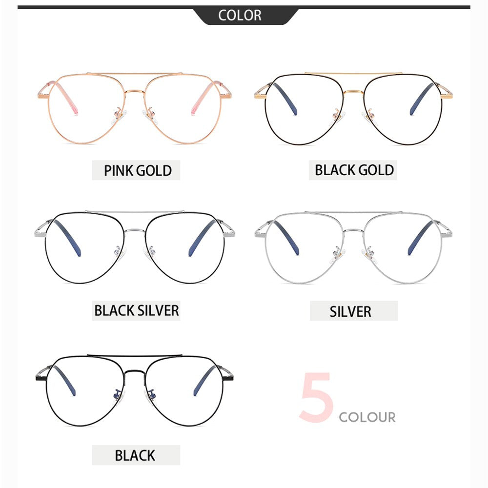 Men Women Glasses Anti Blue Light Laser Fatigue Computer Goggles Myopia Eyeglasses Male Fashion Pilot Optical Unisex F90274 - KiwisLove