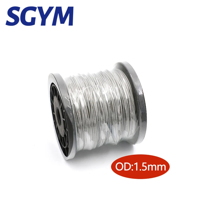 100Meters wire Rope PVC Transparent Coated Cable 304 Stainless Steel rope Clothesline Diameter 0.8mm 1mm 1.5mm 2mm 3mm
