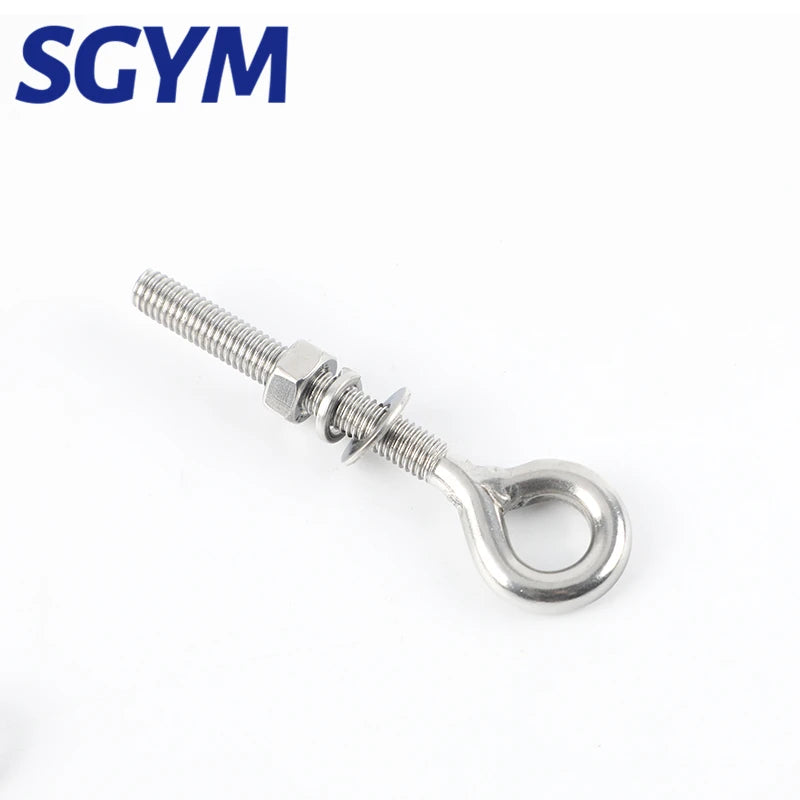 10 PCS M5/M6/M8/M10 304 Stainless Steel Sheep Eye screw Bolt Lifting Ring/Hook With Nuts Washers And Spring Washer Closed Hook