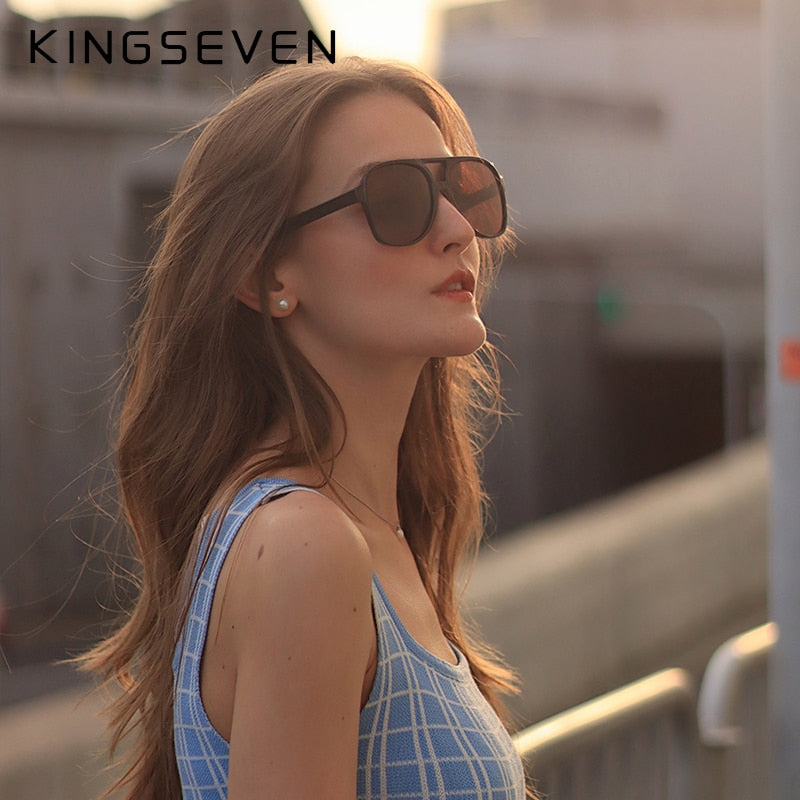 KINGSEVEN Classic Vintage Retro 70s Sunglasses for Women Men Classic Large Squared Big Frame UV400 Sun Glasses - KiwisLove