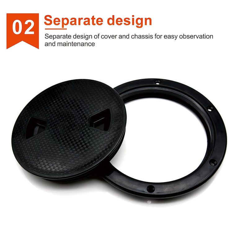 8 Inch 6 Inch 4 Inch Access Hatch Round Inspection Hatch Cover Non-slip Marine Screw Out Twist Out Deck Plate Hatch Black/White - KiwisLove