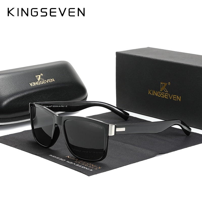 Genuine KINGSEVEN Brand Square Retro Gradient Polarized Sunglasses Women Men Carbon Fiber Pattern Design Outdoor Sports Eyewear - KiwisLove