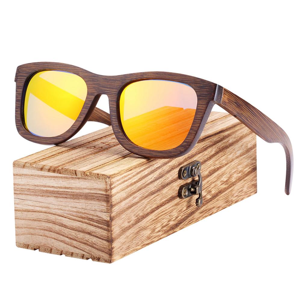 BARCUR Wood Sunglasses Bamboo Brown Full Frame Wooden Sun Glasses Men Polarized Vintage Women Eyewear - KiwisLove