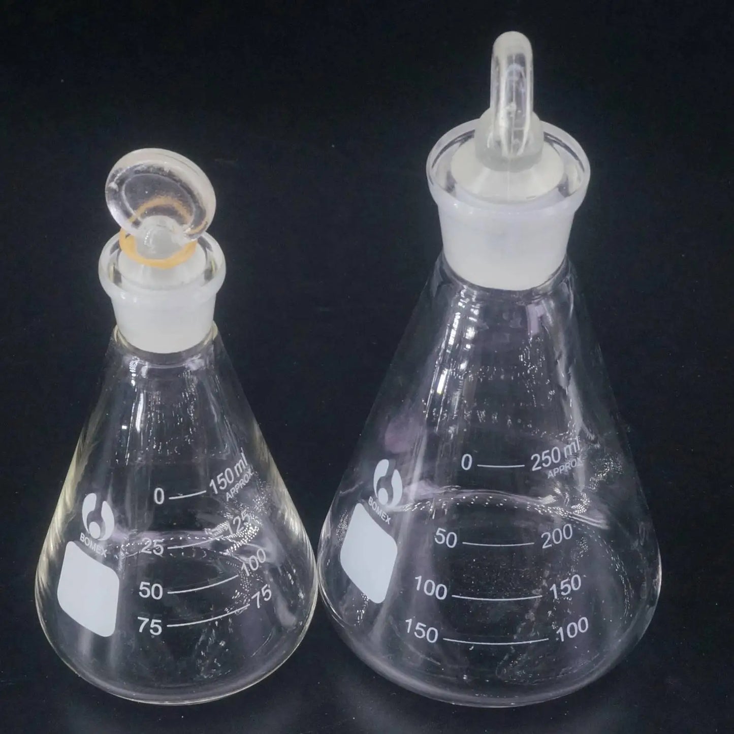50ml 100ml 150ml 250ml 500ml 1000ml Lab Borosilicate Glass Erlenmeyer Conical Flask with Ground-in Stopper - KiwisLove